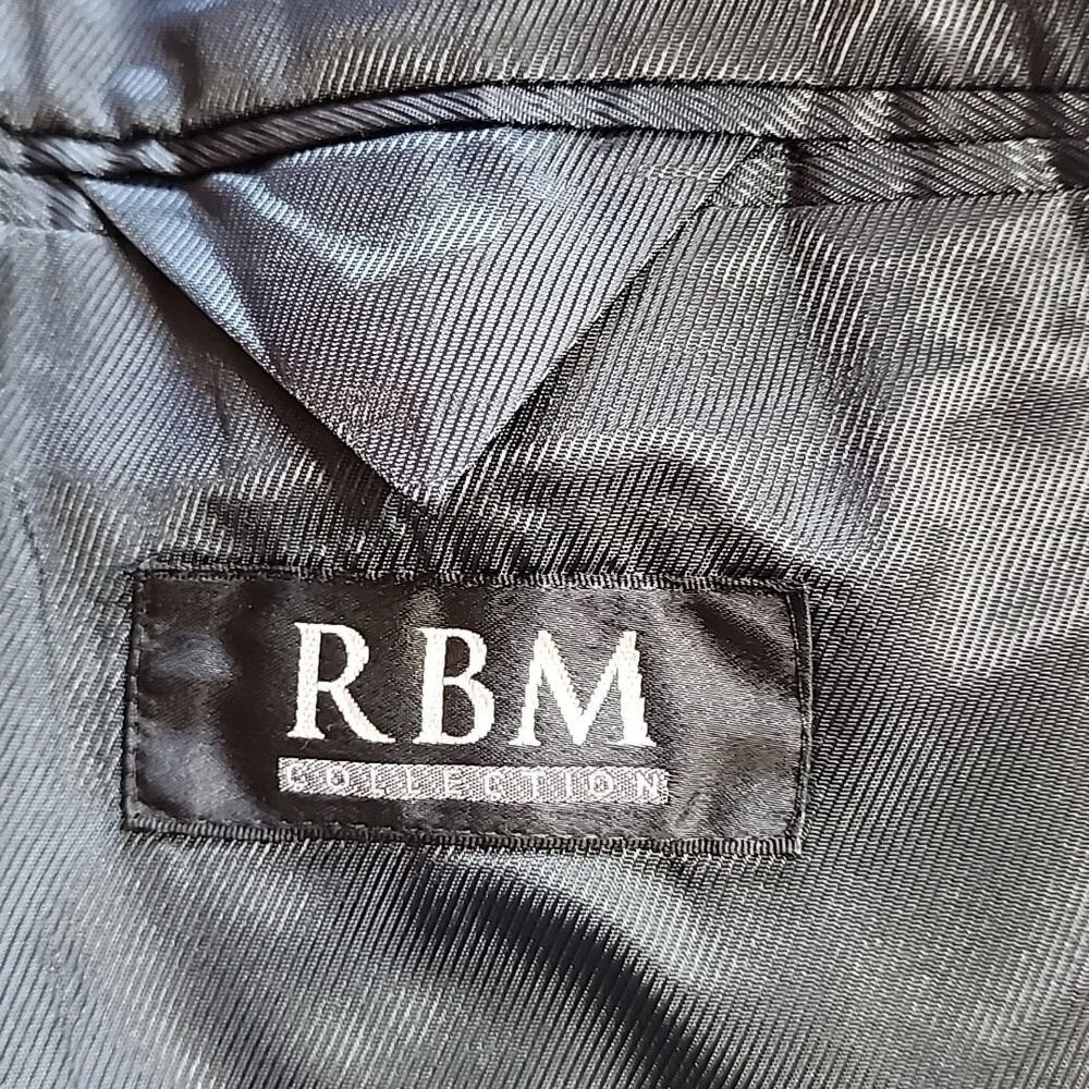 RBM Collection Mens 44R Grey Herringbone 100% Pure New Wool 2 Button Blazer Coat